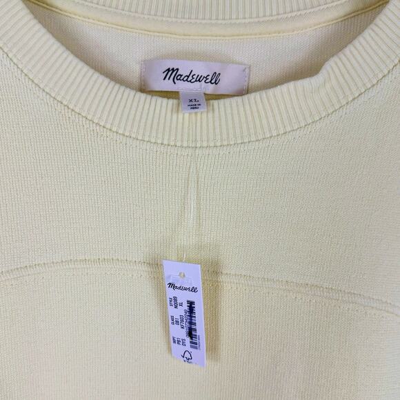 Madewell Top Womens XL Yellow Ribbed Muscle Tee Crew Neck Botanical Dye - Picture 3 of 11